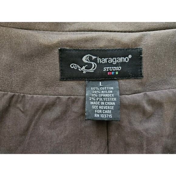Sharagano Studio Jacket Size L, Brown Cotton Blend Lined Hook & Loop Closures - Picture 10 of 10